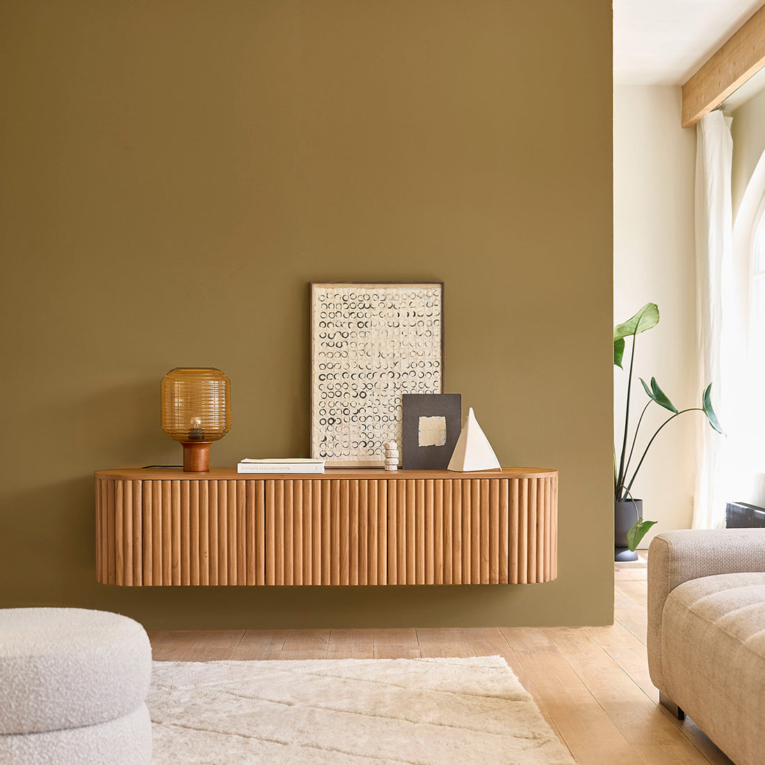 BELIZE - TV-Möbel aus massivem Teakholz, hängend 170 cm