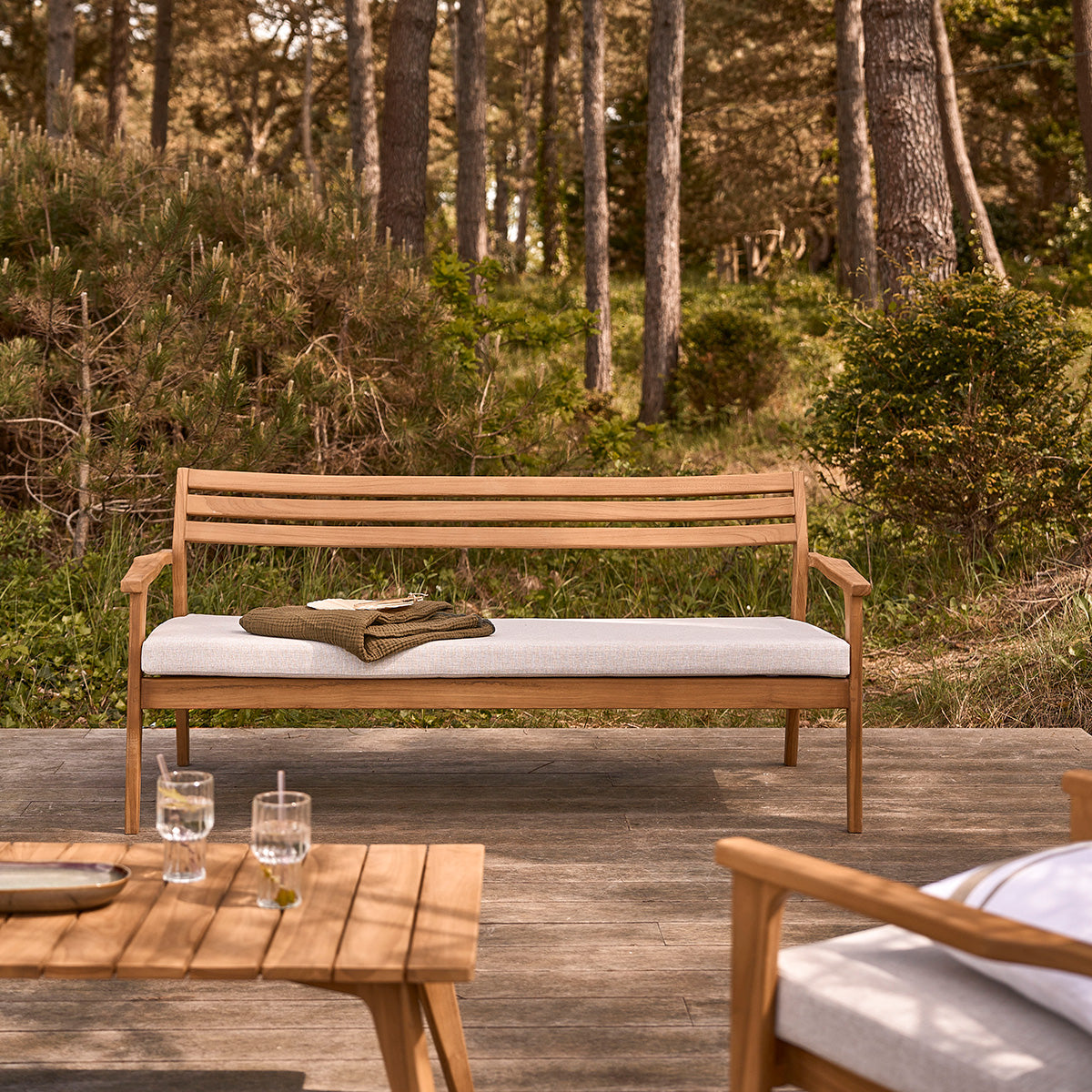 BARI - Canapé de jardin en teck massif 175 cm