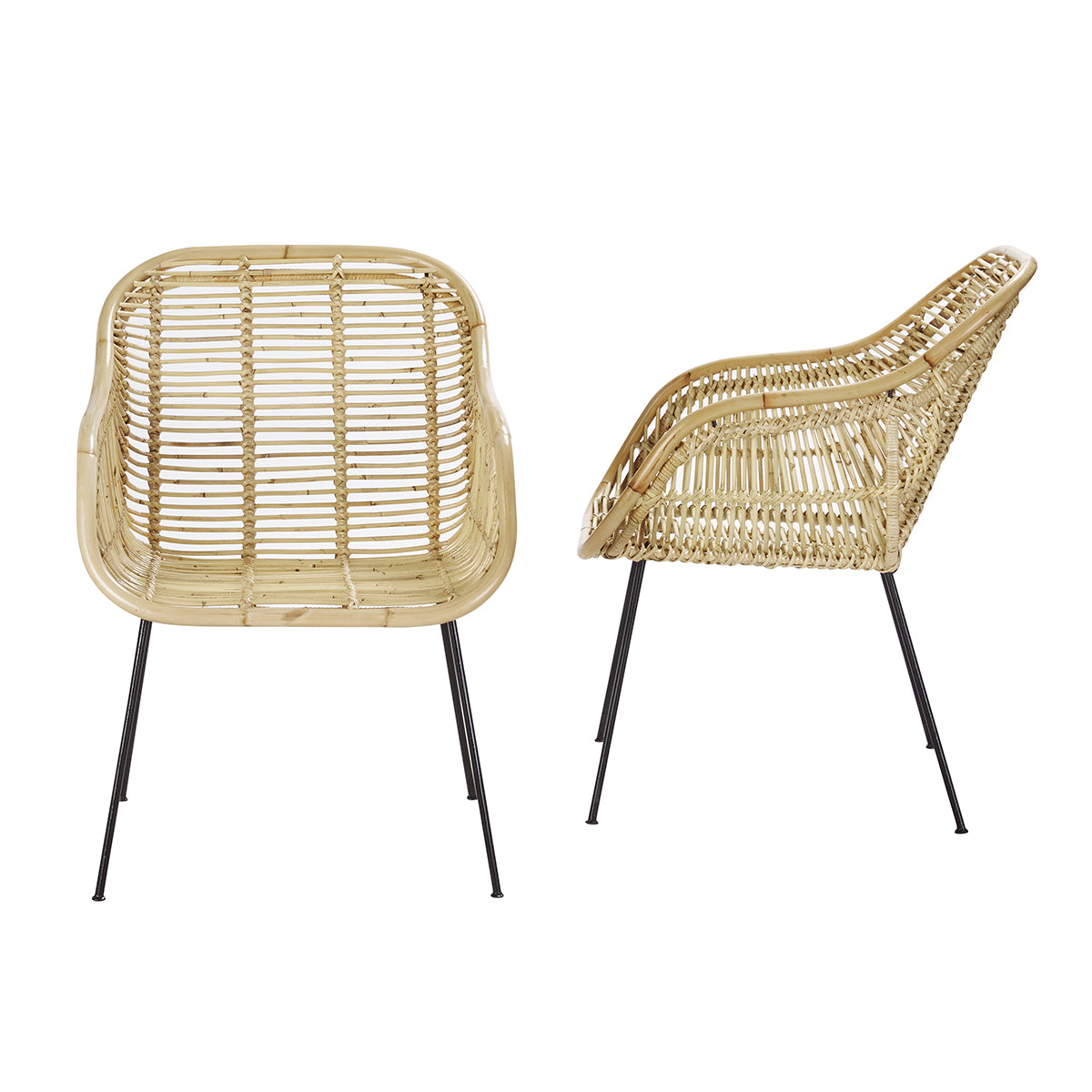 BOHEMA - Lot de 2 fauteuils en rotin et métal