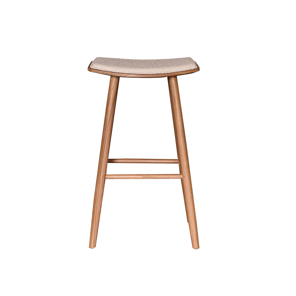 AMBRE - Hocker aus massivem Teakholz Bouclé-Sitz 75 cm