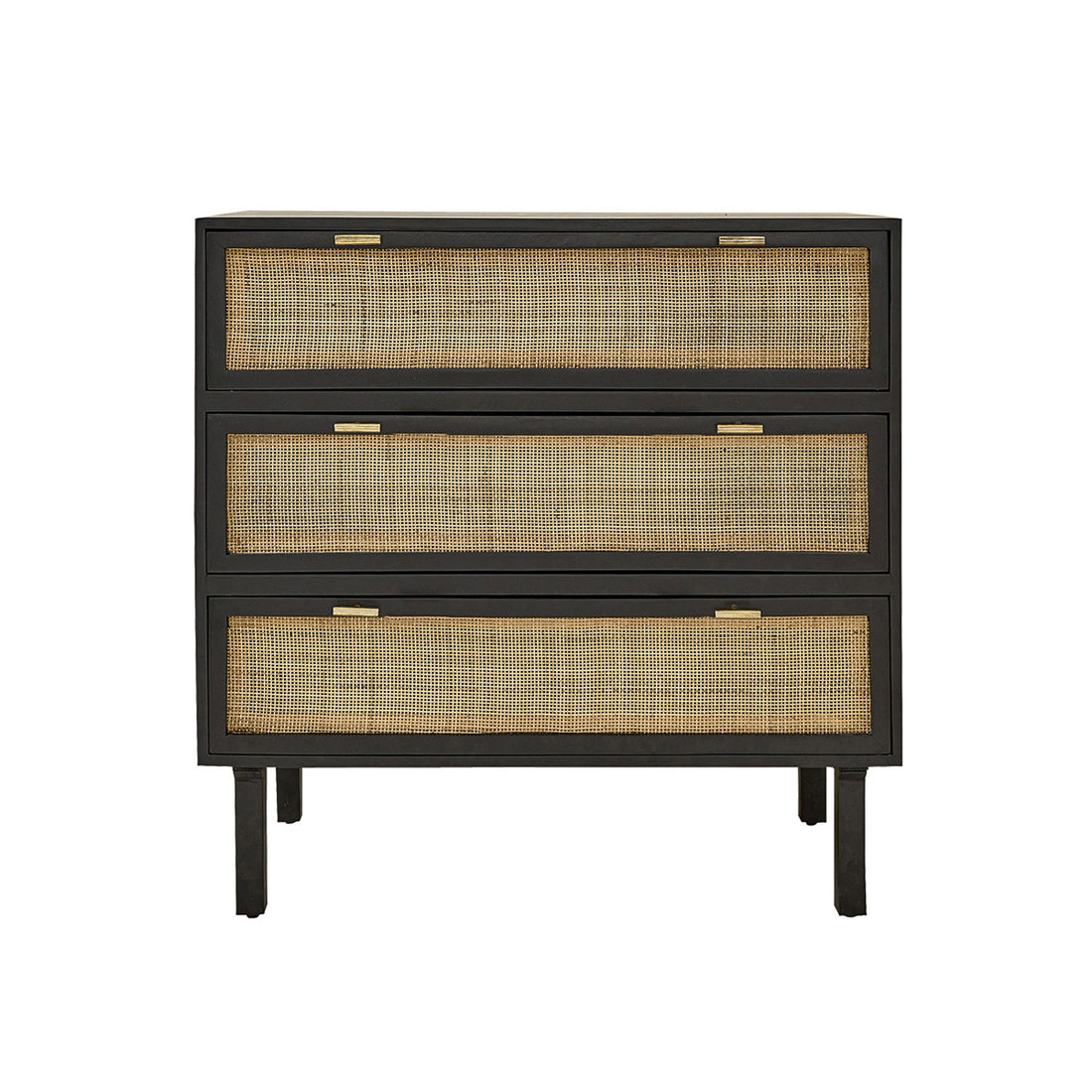 BLAISE - Commode en manguier massif et cannage noire 90 cm