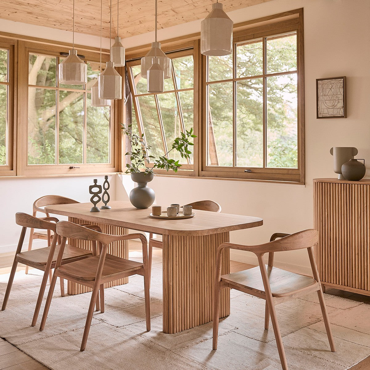 AMBRE - Set aus 2 Stühlen aus massivem Teakholz