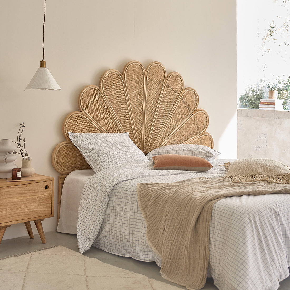 ROMY - Kopfteil aus Rattan und mit Rohrgeflecht 180 cm