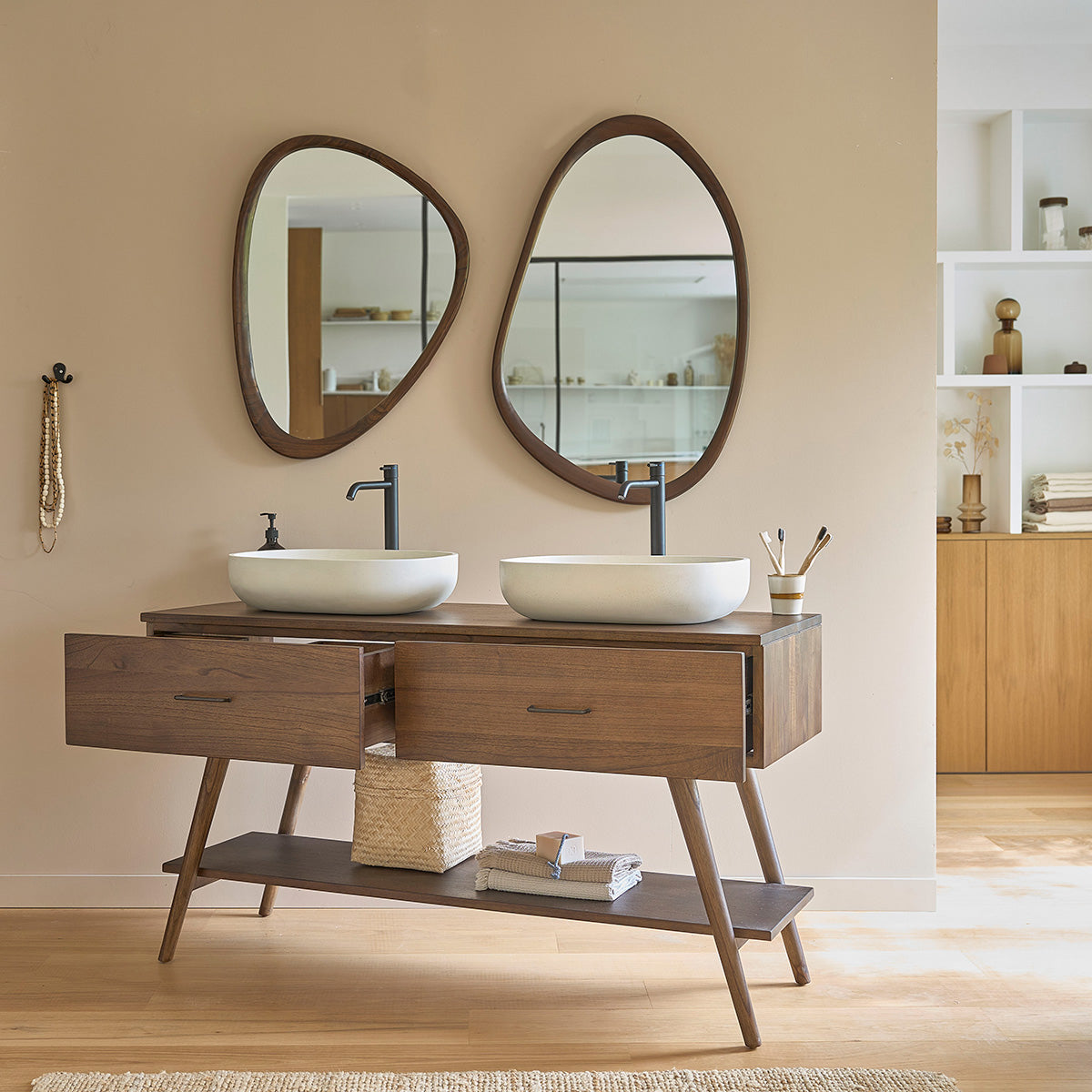 CALIXTE - Meuble de salle de bain en mindi massif 135 cm