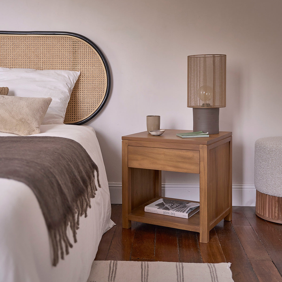 TRISTAN - Table de chevet en teck massif 50 cm