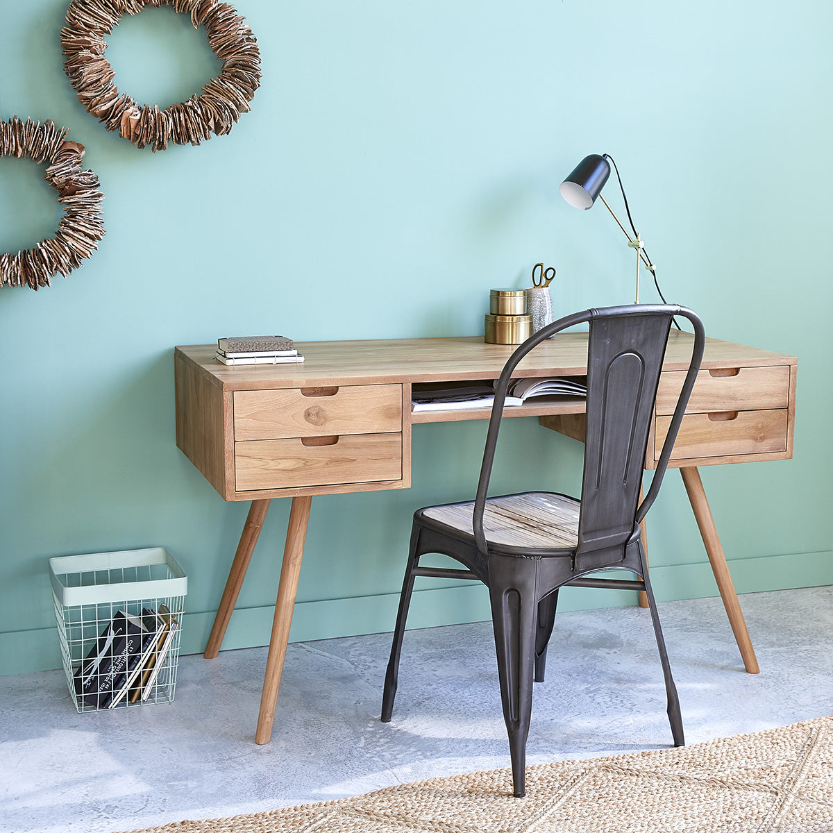 INDUS - Stuhl aus massivem recyceltem Holz und Metall